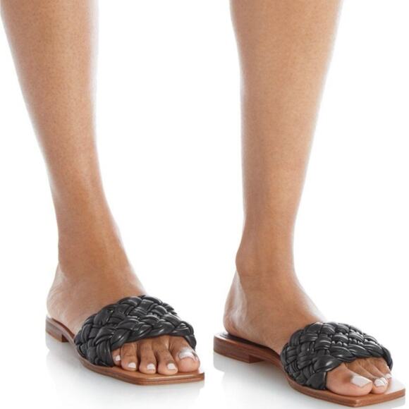 Marc Fisher Reanna Woven Braid Quilted Leather Slide Square Toe Sandals 10 - Picture 10 of 10